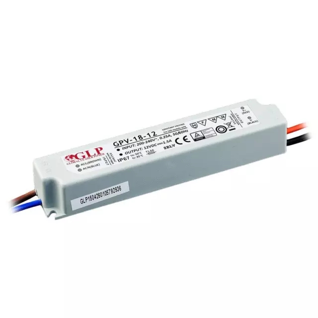 GL Power GPV-18-12 18W 12V 1,5A Alimentation LED IP67