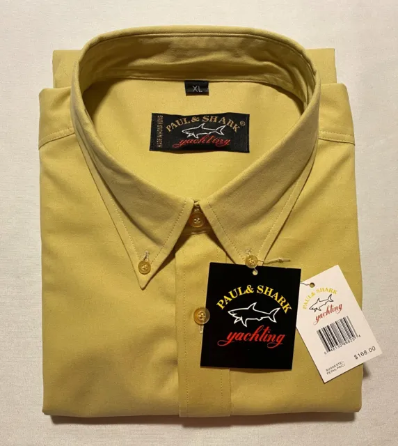 Paul & Shark Yachting BTN-Down Yellow Men Shirt Pure Cotton Sz XL Hong Kong $168