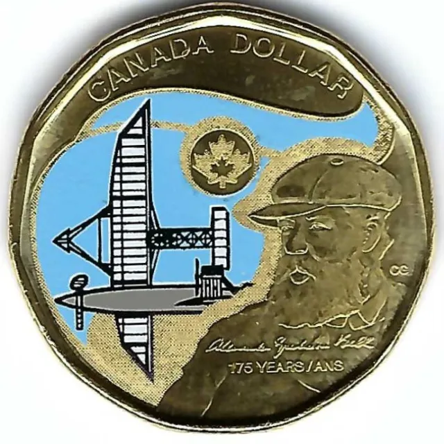 2022 Canada Colorized Uncirculated Commemorative Alexander Bell One Dollar Coin!