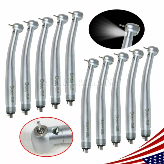 10X Burr Dental LED Fiber Optic Handpiece Light E-generator 4H 3Way spray in USA