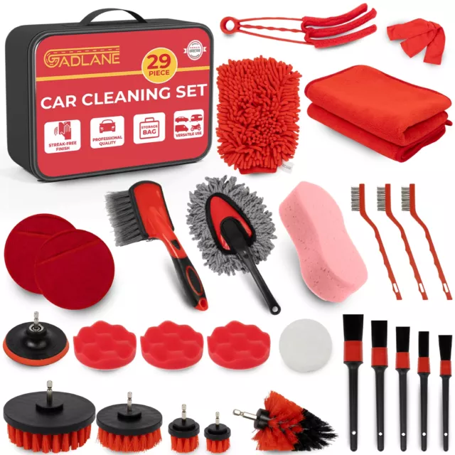 GADLANE Car Cleaning Kit 29 Piece Detailing Storage Bag Washing Dashboard Wheels