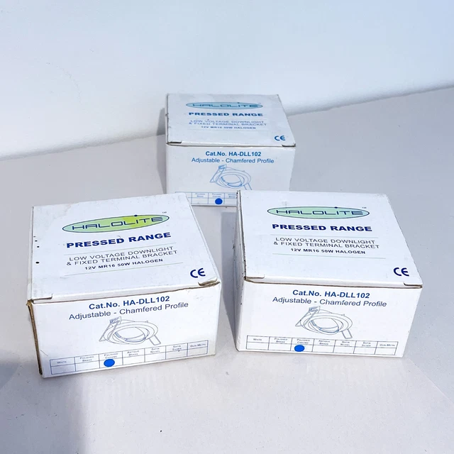 3 x downlight a bassa tensione gamma pressata alolite e staffe terminali fisse