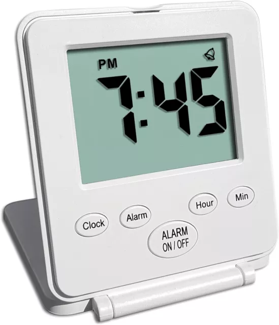 Digital Silent Travel Alarm Clock Simple Battery Operated Small Light Folding