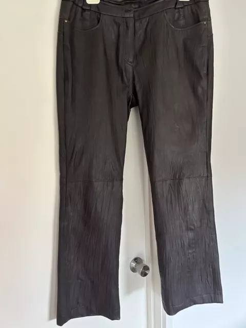 Betty Barclay Genuine Brown Leather Pants, Fully Lined Size16