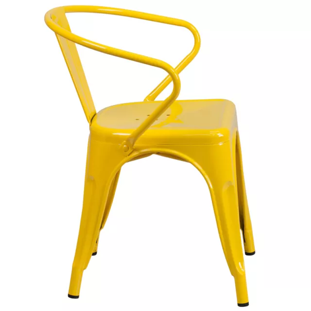 Industrial Style Yellow Metal Restaurant Chair - Outdoor Cafe Bistro Chair 2