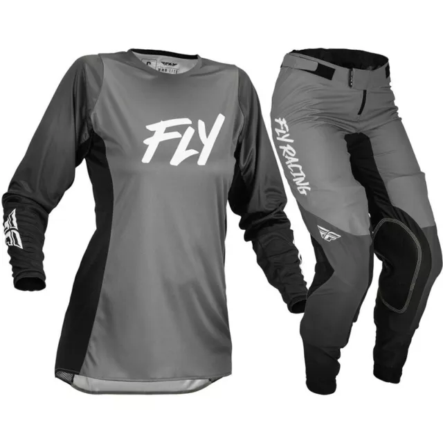 NEW Fly Racing Lite Grey/Black Womens Motocross Dirt Bike Gear Set