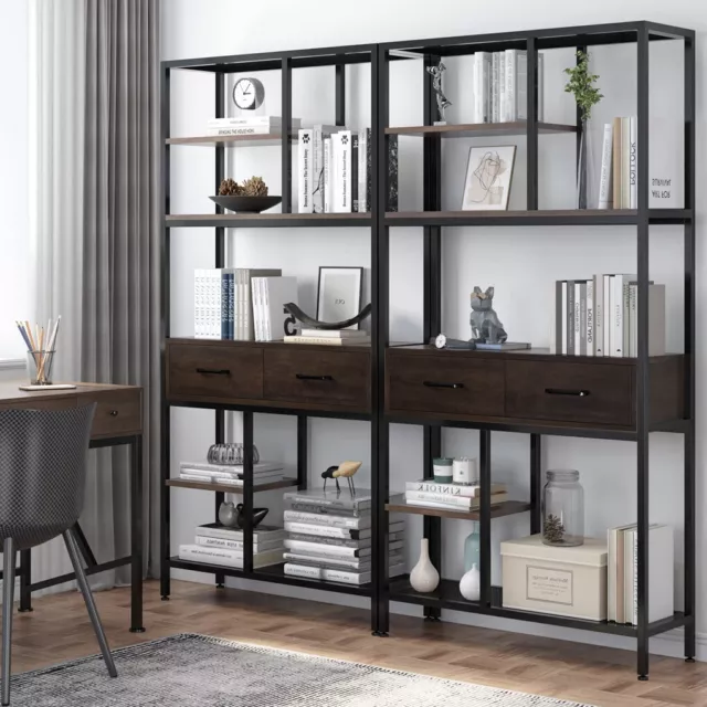 1.8M Tall Rustic Bookcase Display Freestanding Kitchen Office Storage Shelf Unit