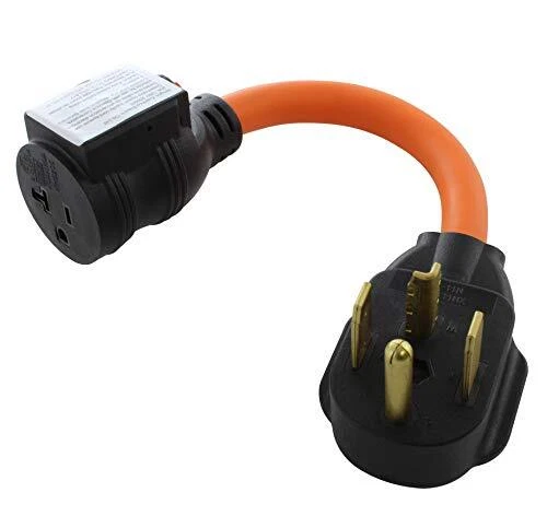 AC WORKS 4-Prong 220-Volt Plug to 120-Volt 15/ 20Amp Household Female Adapter...