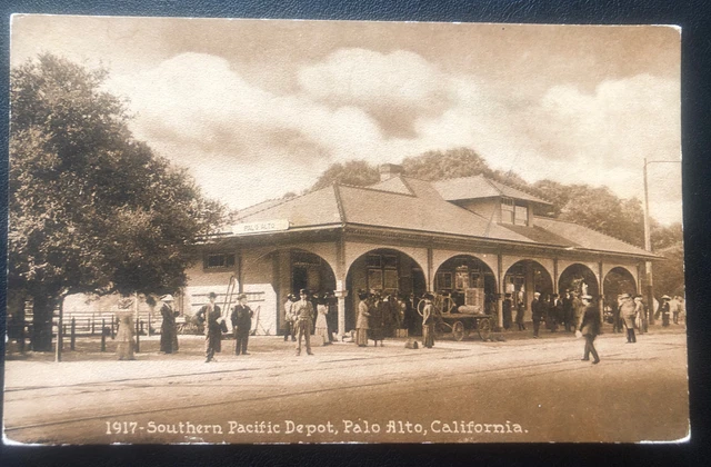 Palo Alto Southern Pacific SP RT Depot CA Santa Clara County Mitchell Postcard