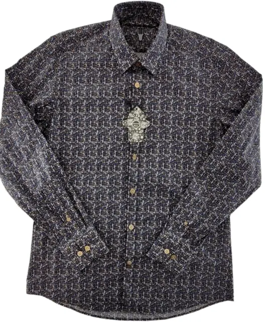 Visconti Black Men's SZ L Woven LS Limited Edition Brown Button up shirt  $155