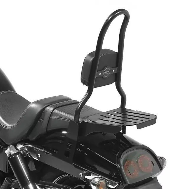 Sissy Bar CSL Fix für Harley Dyna Fat Bob 10-17 mit Gepäckträger schwarz