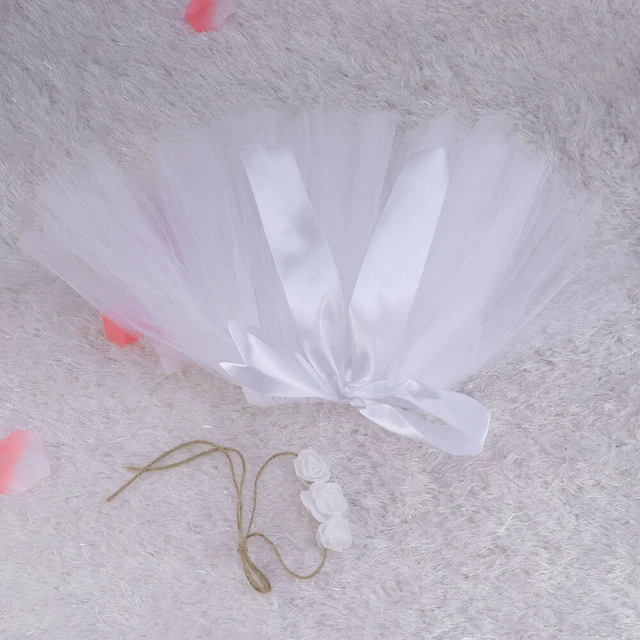Gonna neonata Gonna neonato Tutu Fascia per neonato Fotografia Puntello (bianco)