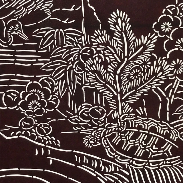 Antique Japanese Katagami Kimono Paper Stencil River Minogame Turtle 4Y507