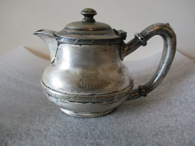 1800s UNION PACIFIC -THE OVERLAND ROUTE ROGERS BROTHERS CREAMER/TEAPOT -RAILROAD