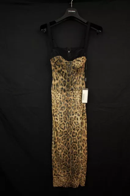  Dolce & Gabbana Longuette tulle dress with leopard print 36 Brand New  2