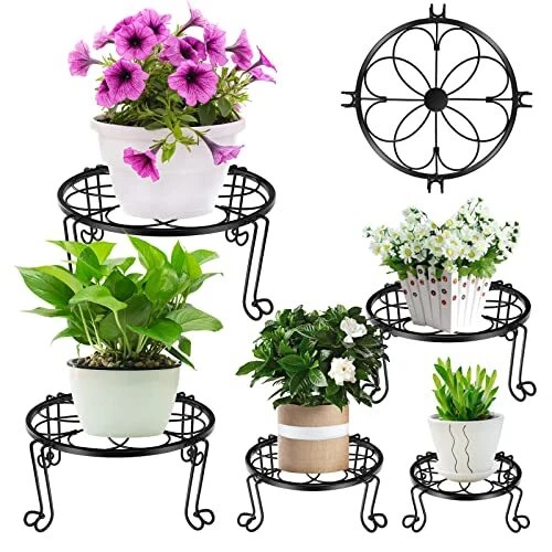5 Pack Metal Plant Stands for Indoor Outdoor Plants, Heavy Duty Flower Pot