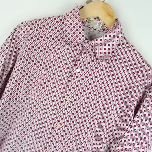 Camicia Uomo Vintage anni '70 Lotus Pattern Peaked Collar Discoteca TAGLIA M/L (M672)