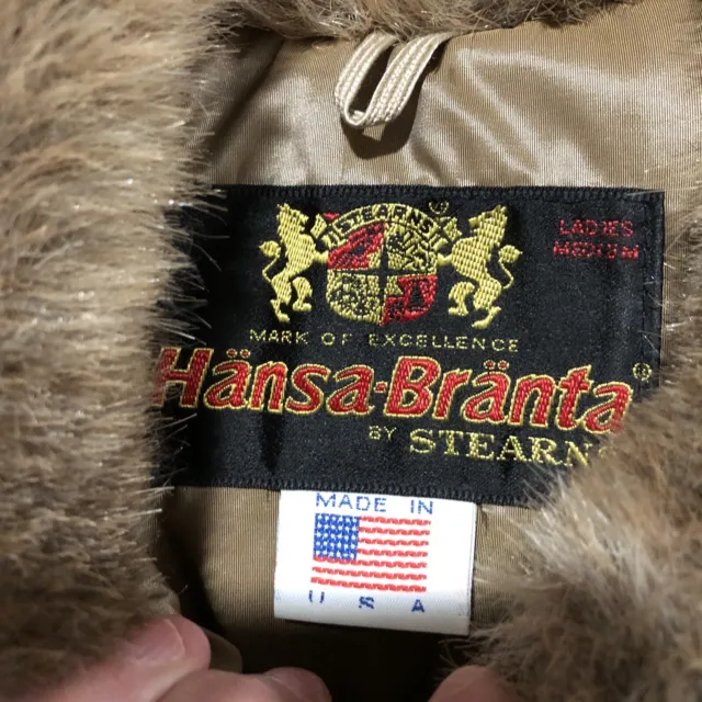 Stearns Hansa Branta Fur Parka Goose Down Coat Jacket Womens Medium Vtg