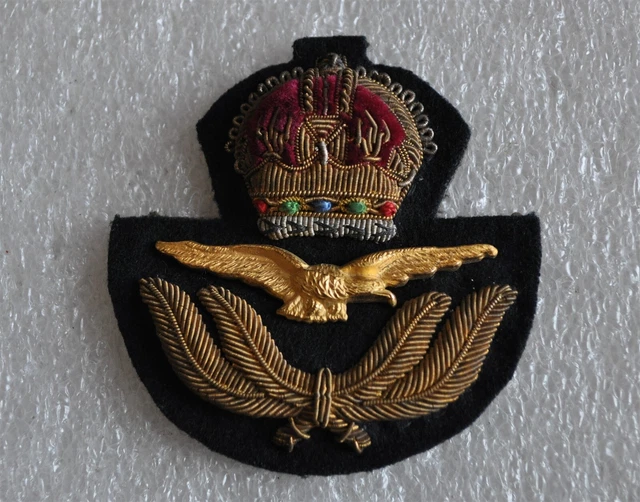 WW2 BRITISH ROYAL Air Force Raf Superb Kings Crown Officers Peaked Cap ...