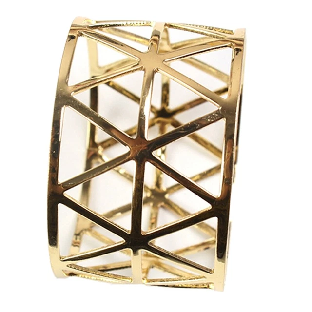 6 pezzi tovaglioli geometrici cavi oro anelli tovagliolo supporto per Part3849