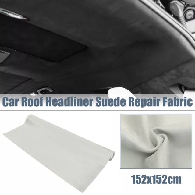 Suede Headliner Fabric 60"x60" Foam Backed for Car RV DIY Repair Light Gray