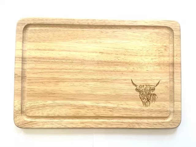 Highland Vaca Grabado Madera para Picar Tabla de Cortar Queso Servir Regalo