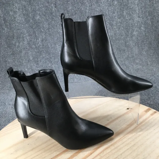 Calvin Klein Boots Womens 8.5 M Samara Chelsea Heels Pointed Ankle Bootie Black
