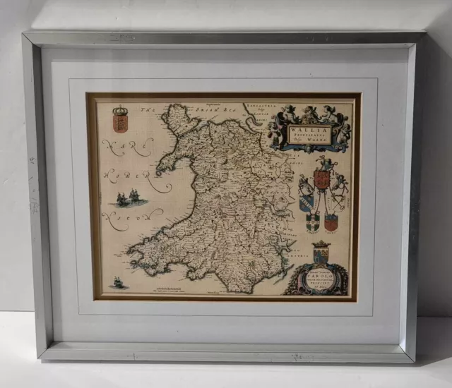 Antique Wales Map Print WALLIA PRINCIPATUS 8 X 10 Vulgo Joan Blaeu