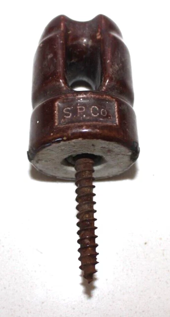 Vintage Glazed Brown Ceramic Porcelain Electric Power Line Insulator SR Co 2