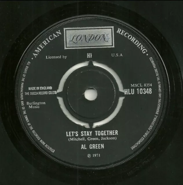 Al Green - Let’s Stay Together / Tomorrow’s Dream - 1971 UK 7” Vinyl Single
