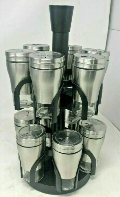 12 Pcs Spice Herb Storage Jar Revolving Spice Rack Revolving Holder Stand