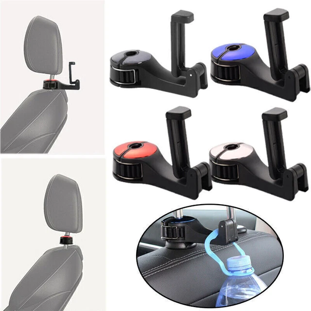 Lot De 2 Crochets Pour Appuie-tête De Voiture - Support Téléphone Rotatif 360°, Charge 10kg - Noir, Pour Sacs, Courses, Organisation