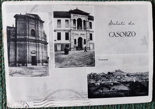 Saluti Da Casorzo Asti Piemonte Tre Vedutine Panorama Municipio Viaggiata 1965