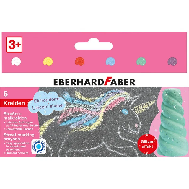 EBERHARD FABER Einhorn Straßenmalkreide Glitzer farbsortiert 6 St.