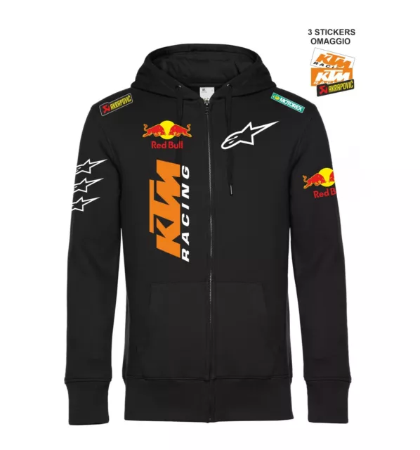 Felpa ZIP Cappuccio MOTOCROSS Enduro world Team replica corse + stickers