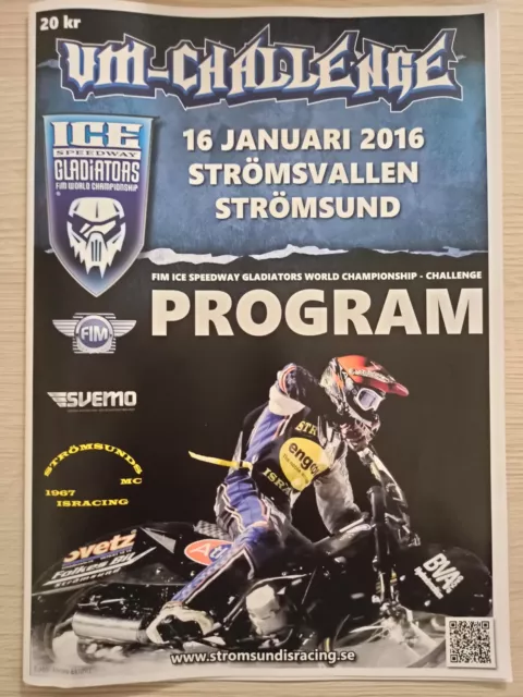 2016 ICE SPEEDWAY WORLD CHAMPIONSHIP CHALLENGE - STRÖMSUND !! speedway programme