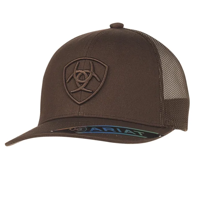 Ariat Mens Hat Baseball Cap Snapback Mesh Embroidered Logo Brown A300053002