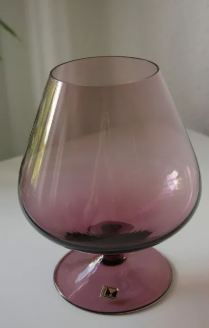 Rauchglas Vase lila Amethyst 50/ 60er Pokal Duisburg Kristall Mid Century