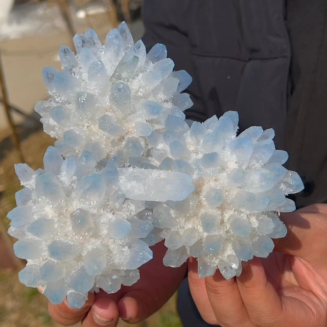 2.01LB New Find sky blue Phantom Quartz Crystal Cluster Mineral Specimen Healing 5
