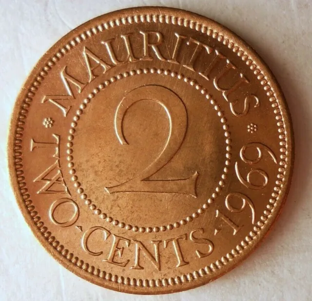 1969 MAURITIUS 2 CENTS - AU - Exotic Collectible Coin- FREE SHIPPING - BIN #HHH