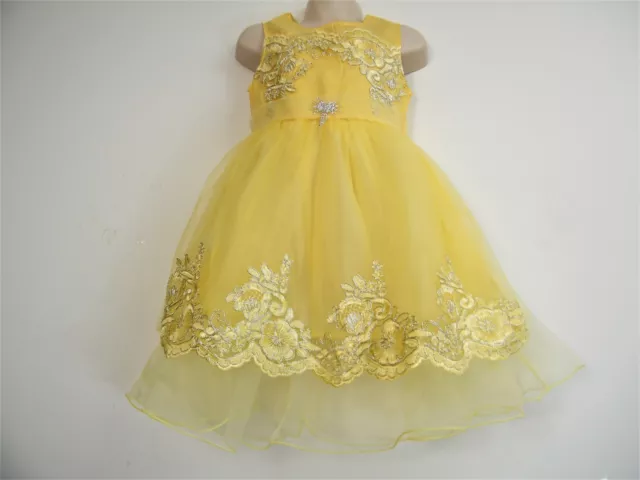 Limone Pizzo & Rete Festa Tutu Fiore Ragazza Matrimonio Princess Abito Età 3-14