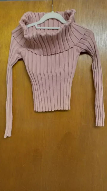 Forever 21 Light Pink, Off the Shoulder Cowl, Long Sleeves, Ribbed Size S