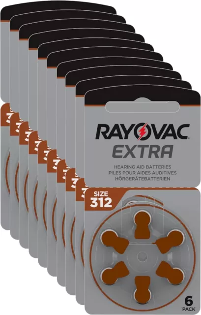 60 Piles Pour Appareil Auditives Auditif Rayovac 312 Extra Pr41  (2017)