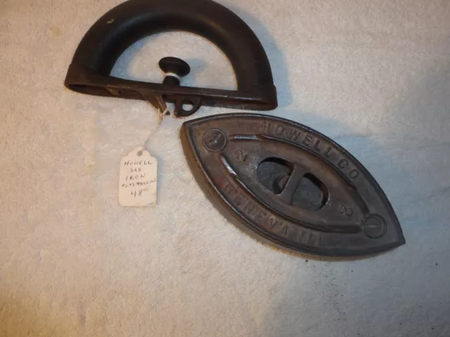 Antique Howell Co. Sad Iron with Removable Wood Handle Rustic Decor