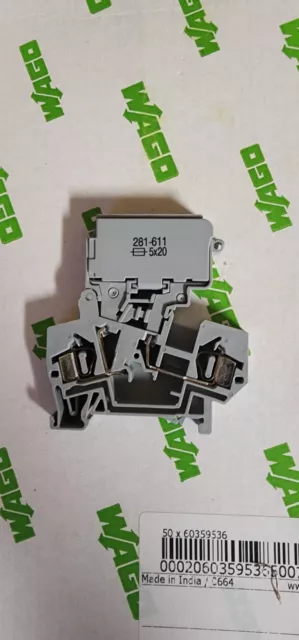 Wago 281-611 Two-Conductor Fuse Terminal Block din rail mounted