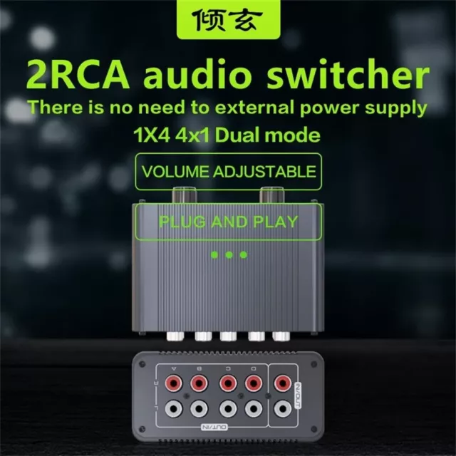 2 interruptores rca audio audio 2 vías conmutador 2 4 a 1 aux 3,5 mm audio jack divisor