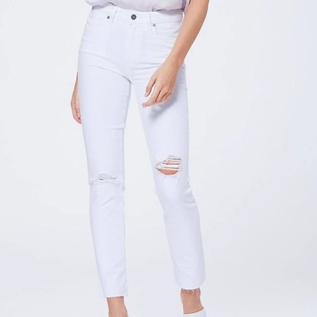 PAIGE Skyline Ankle Peg Distressed Ripped knees Jeans Optic White Jeans Size 26