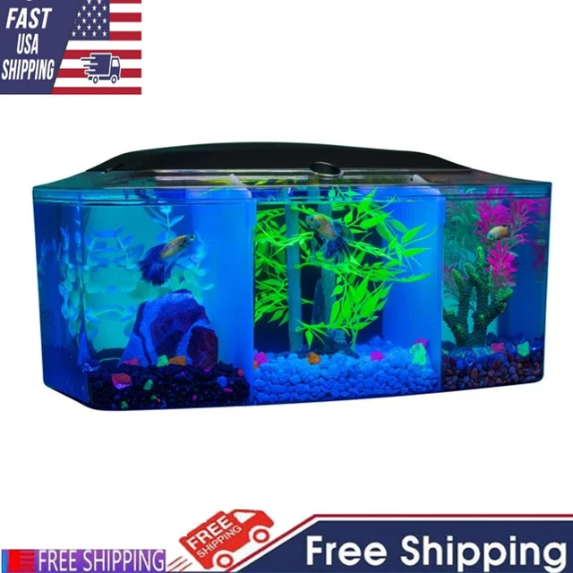 3 Gallon Betta Trilogy Aquarium Fish Tank w/ LED Lights and Filter Water Plastic