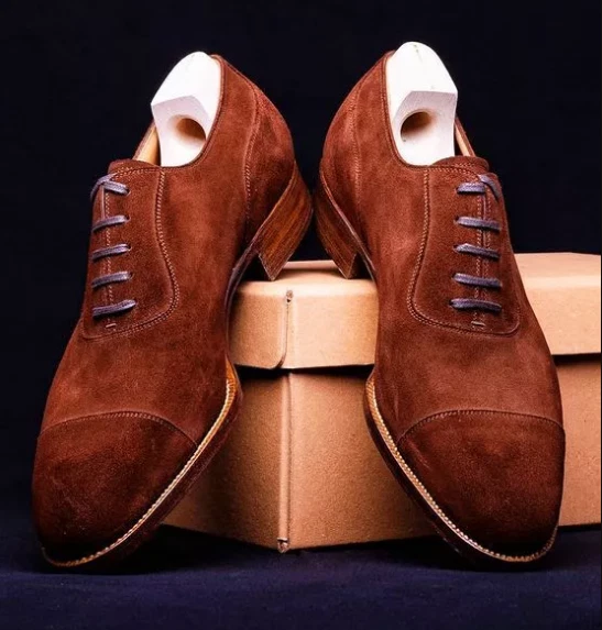 Chaussures Oxford Crockett & Jones WORCESTER En Daim Marron - Wingtip - Taille UK 9 / EU 43 - Vintage