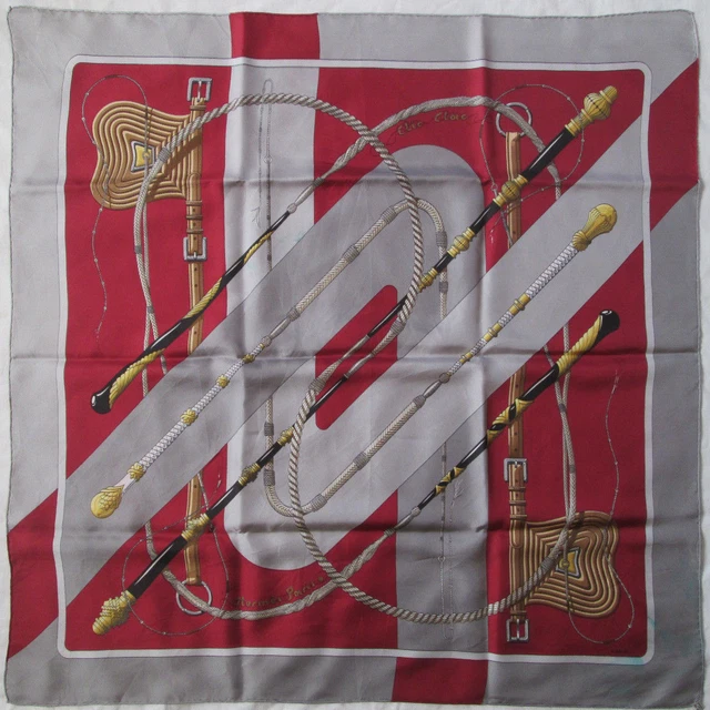 Foulard Hermès Bouddha 100% Soie – Vintage, Rouge, Très Bon état